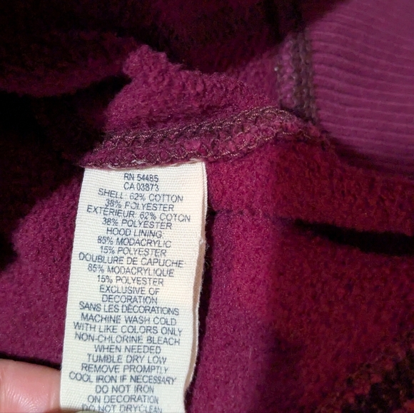 Y2K 90s Hollister Hoodie Faux Fur Zippered Hood Maroon Grunge Small - Picture 6 of 10